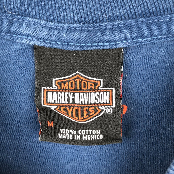 Harley-Davidson Long Sleeve T-Shirt, Men's Medium cotton blue type Vintage Second Hand