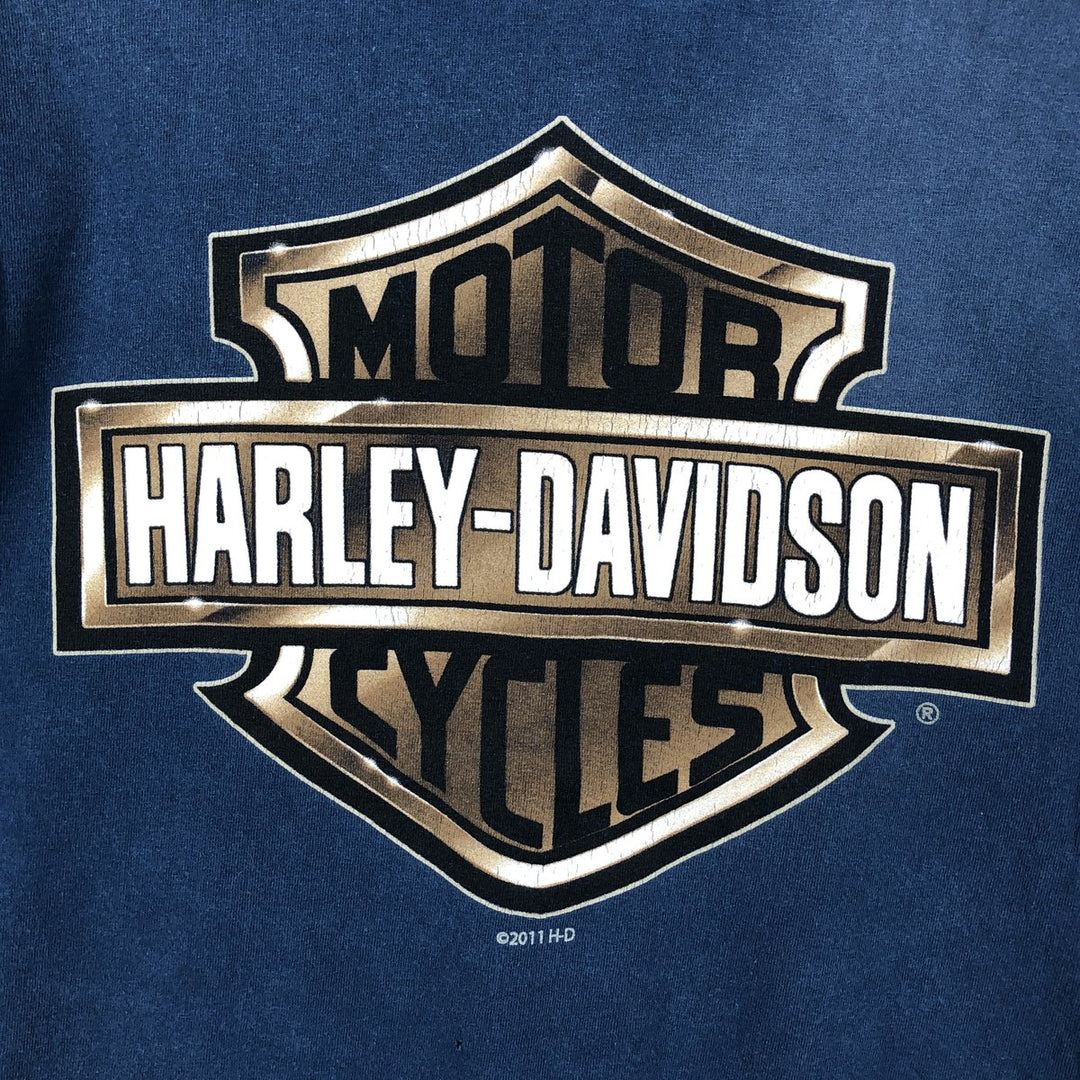 Harley-Davidson Long Sleeve T-Shirt, Men's Medium cotton blue type Vintage Second Hand