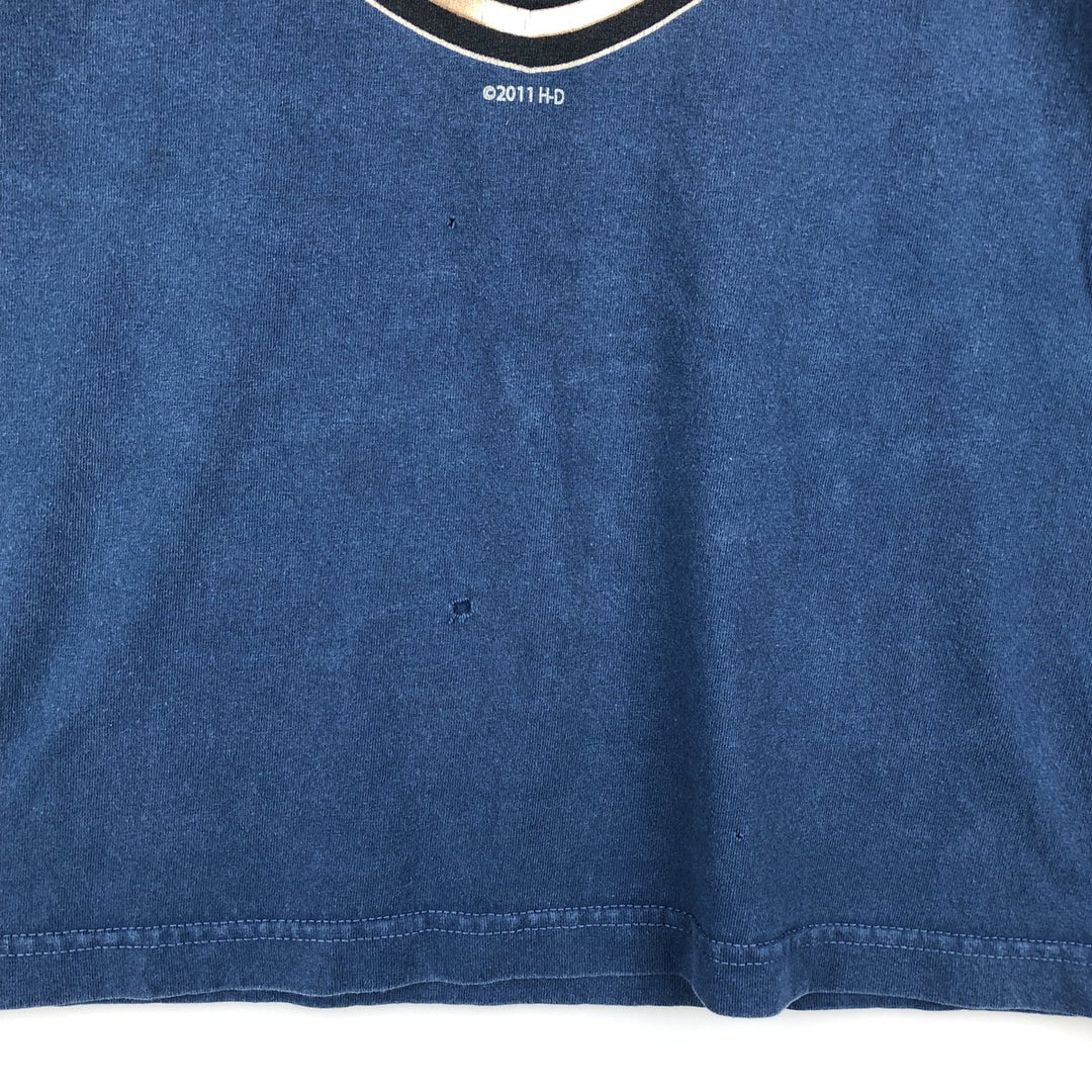 Harley-Davidson Long Sleeve T-Shirt, Men's Medium cotton blue type Vintage Second Hand