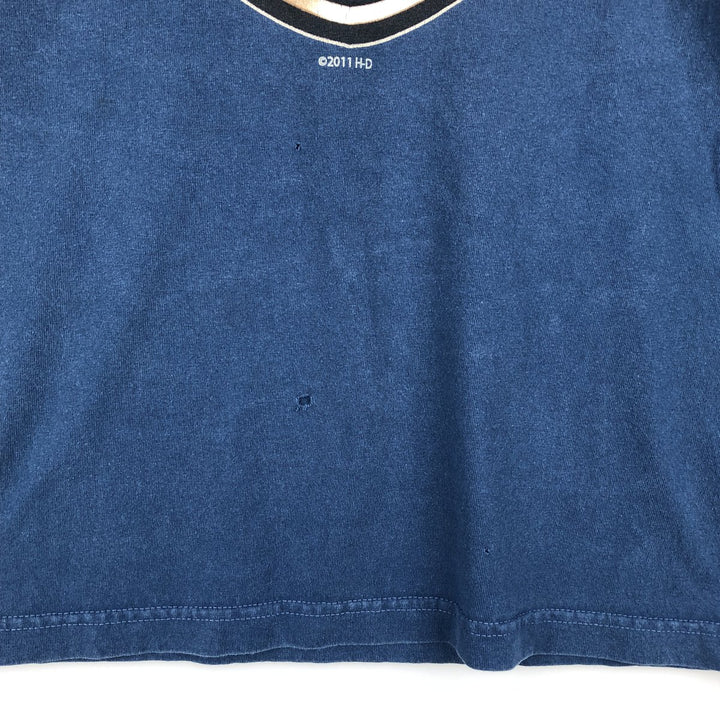 Harley-Davidson Long Sleeve T-Shirt, Men's Medium cotton blue type Vintage Second Hand
