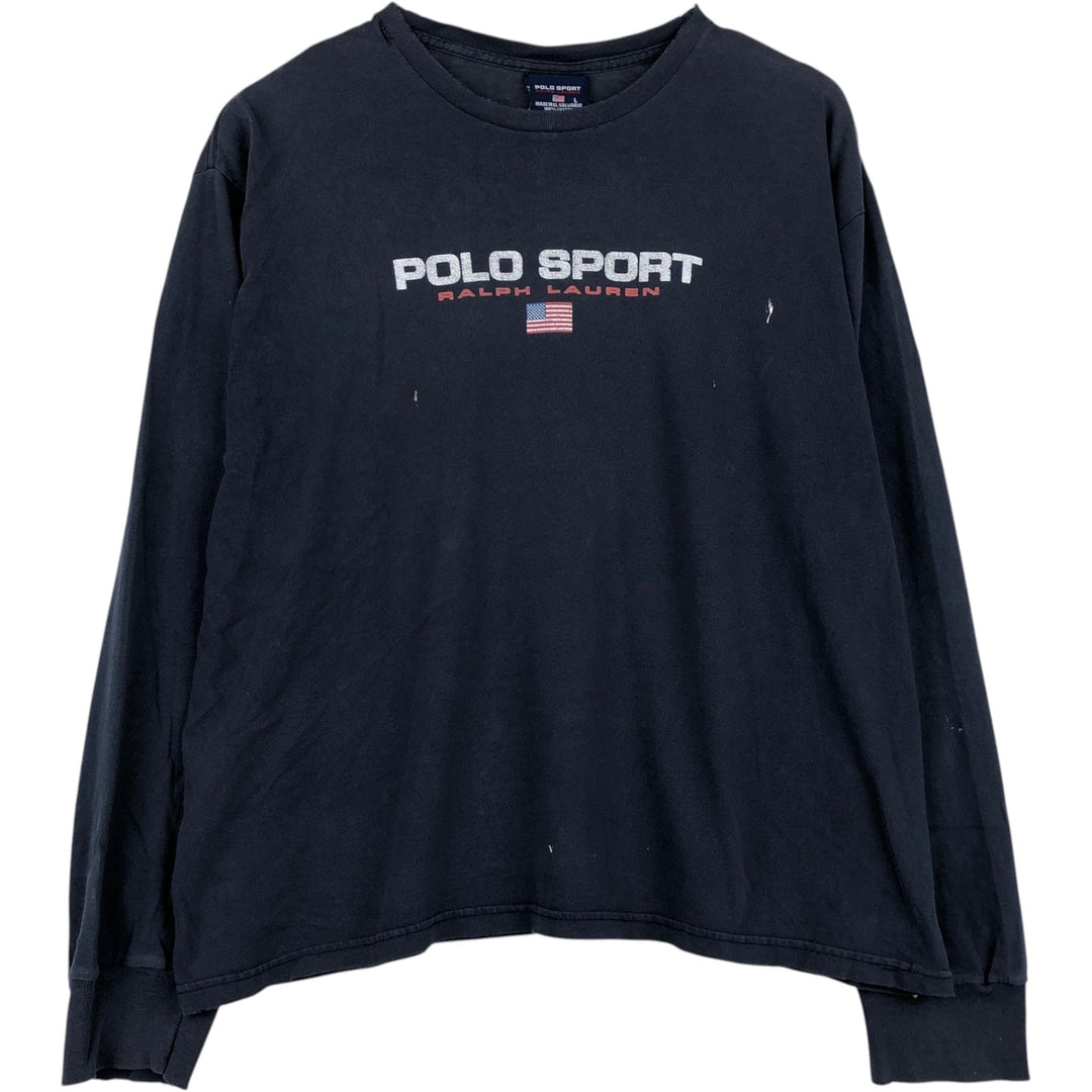 Vintage 90'S Ralph Lauren POLO SPORT long-sleeved T-shirt, size L, men's cotton navy blue type Vintage Second Hand