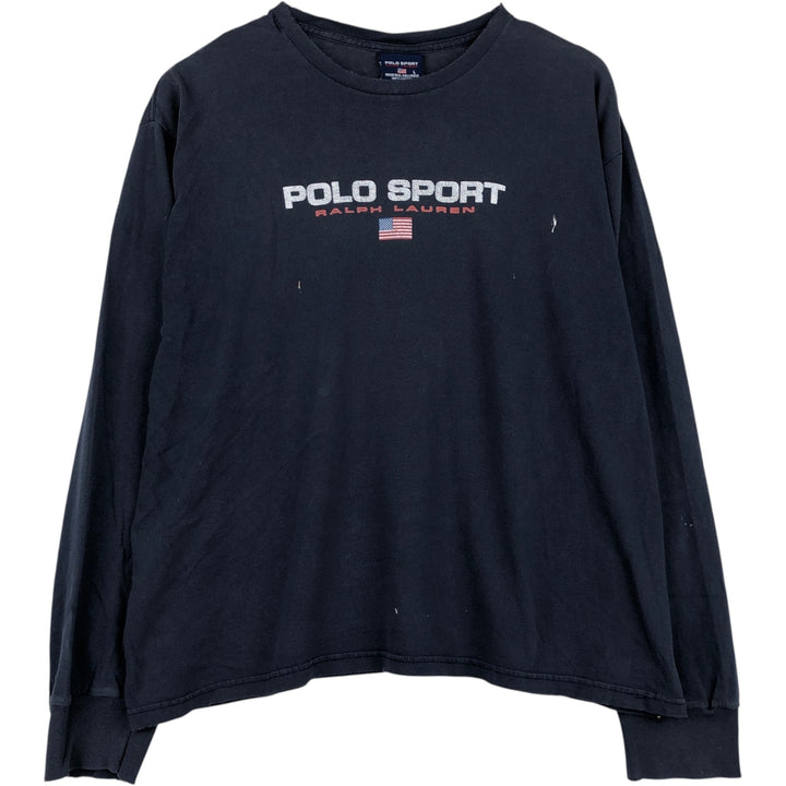 Vintage 90'S Ralph Lauren POLO SPORT long-sleeved T-shirt, size L, men's cotton navy blue type Vintage Second Hand