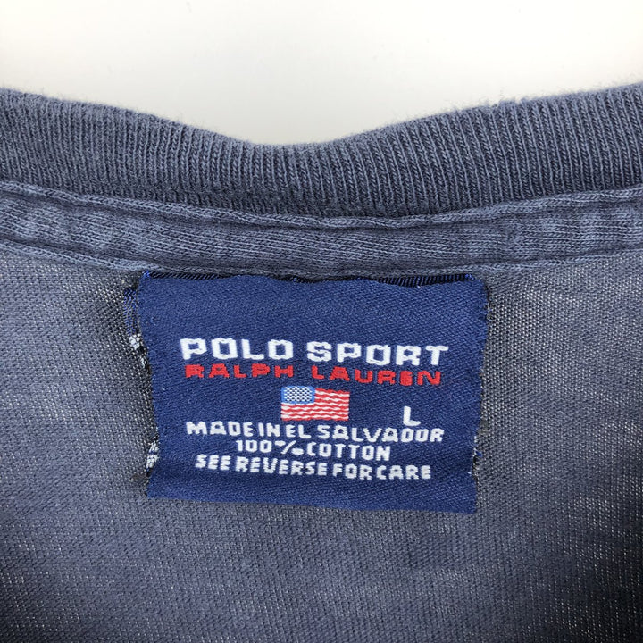 Vintage 90'S Ralph Lauren POLO SPORT long-sleeved T-shirt, size L, men's cotton navy blue type Vintage Second Hand
