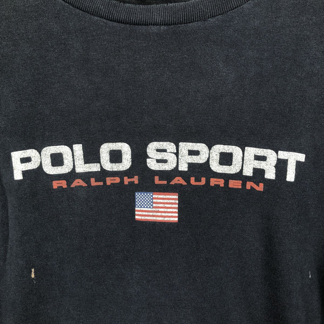 Vintage 90'S Ralph Lauren POLO SPORT long-sleeved T-shirt, size L, men's cotton navy blue type Vintage Second Hand