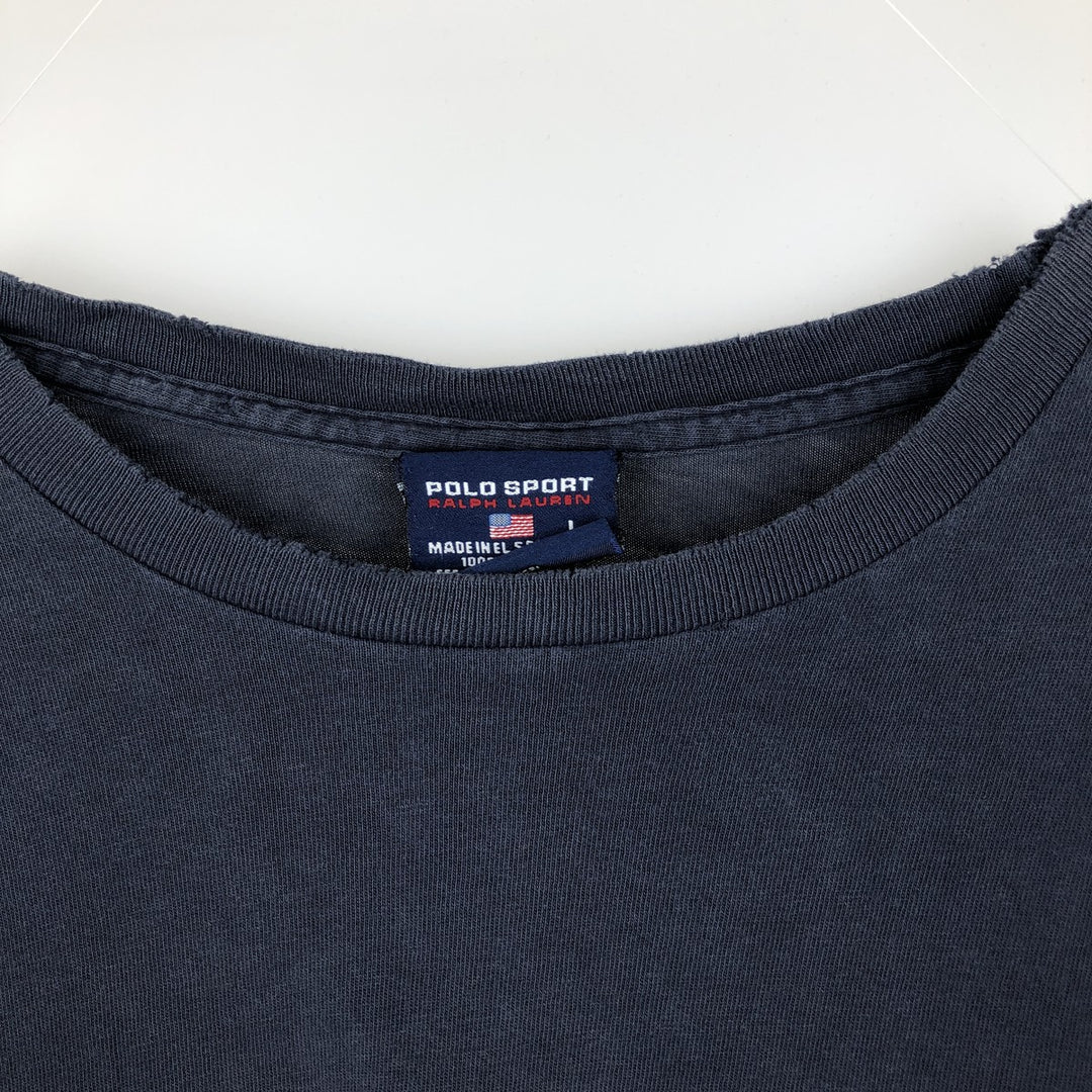 Vintage 90'S Ralph Lauren POLO SPORT long-sleeved T-shirt, size L, men's cotton navy blue type Vintage Second Hand