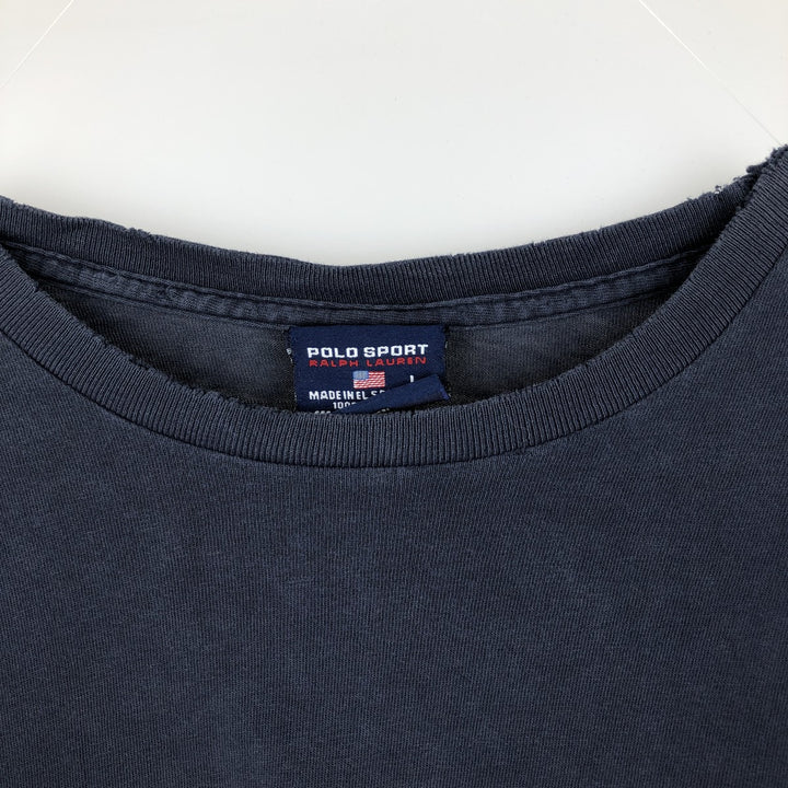 Vintage 90'S Ralph Lauren POLO SPORT long-sleeved T-shirt, size L, men's cotton navy blue type Vintage Second Hand