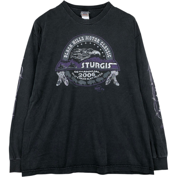 2000'S ALSTYLE Eagle Pattern Long-Sleeve T-Shirt (Men's XL equivalent) cotton black type Vintage Second Hand