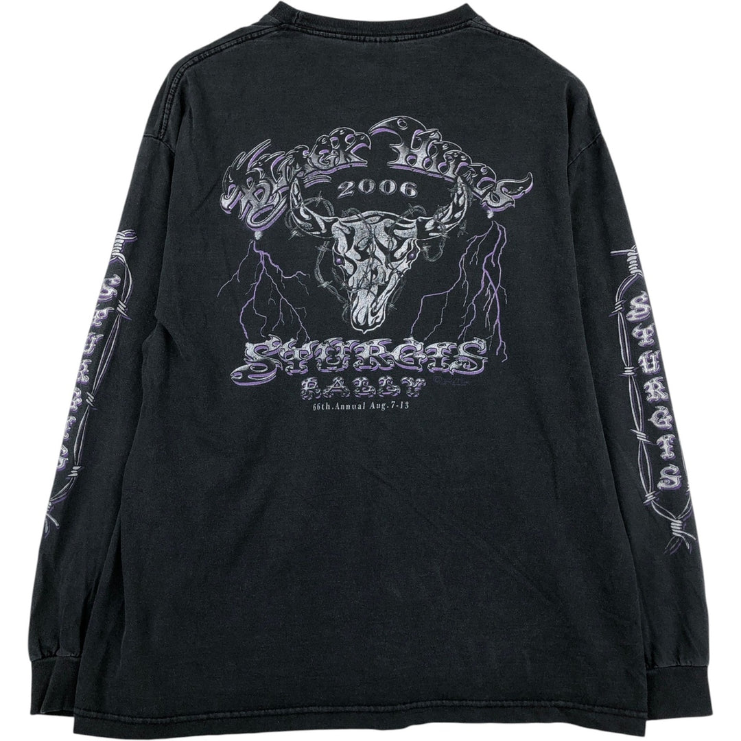 2000'S ALSTYLE Eagle Pattern Long-Sleeve T-Shirt (Men's XL equivalent) cotton black type Vintage Second Hand