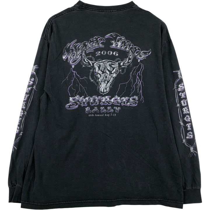 2000'S ALSTYLE Eagle Pattern Long-Sleeve T-Shirt (Men's XL equivalent) cotton black type Vintage Second Hand