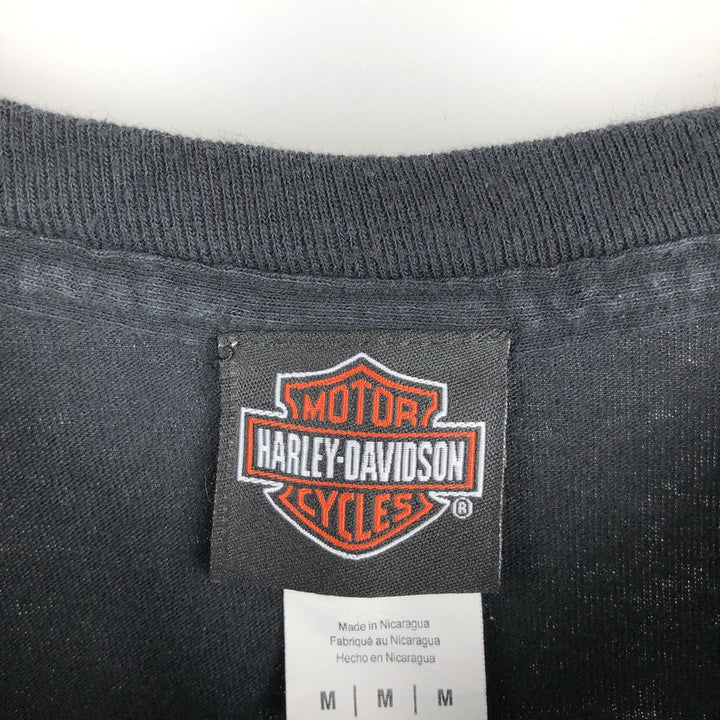 Harley-Davidson Skull Pattern Long T-shirt, Men's M size cotton black type Vintage Second Hand