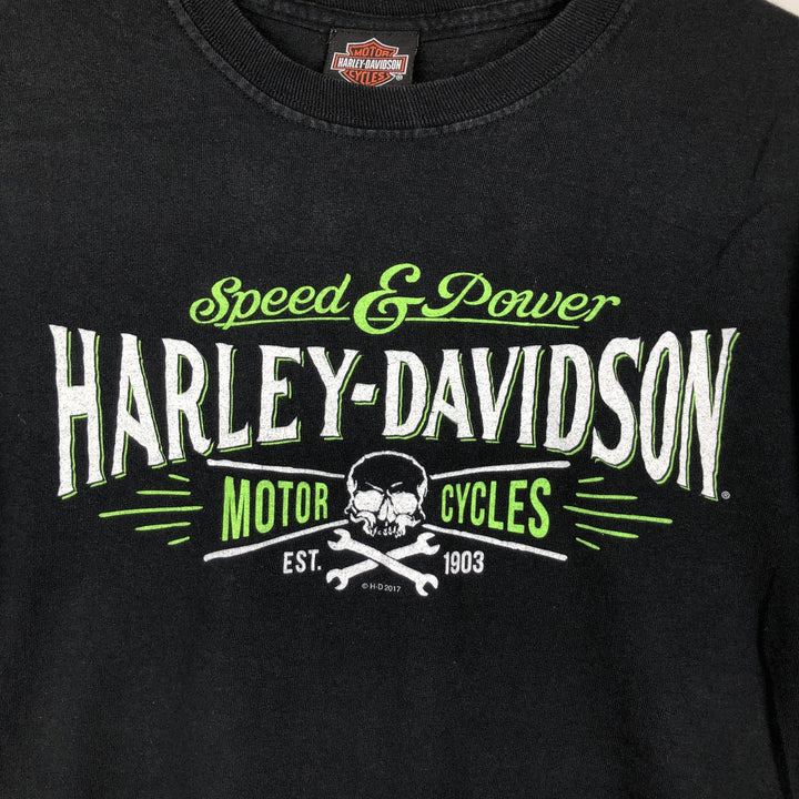 Harley-Davidson Skull Pattern Long T-shirt, Men's M size cotton black type Vintage Second Hand