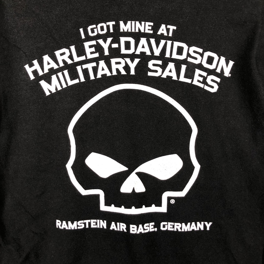 Harley-Davidson Skull Pattern Long T-shirt, Men's M size cotton black type Vintage Second Hand
