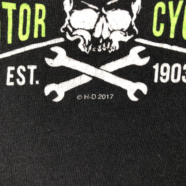 Harley-Davidson Skull Pattern Long T-shirt, Men's M size cotton black type Vintage Second Hand