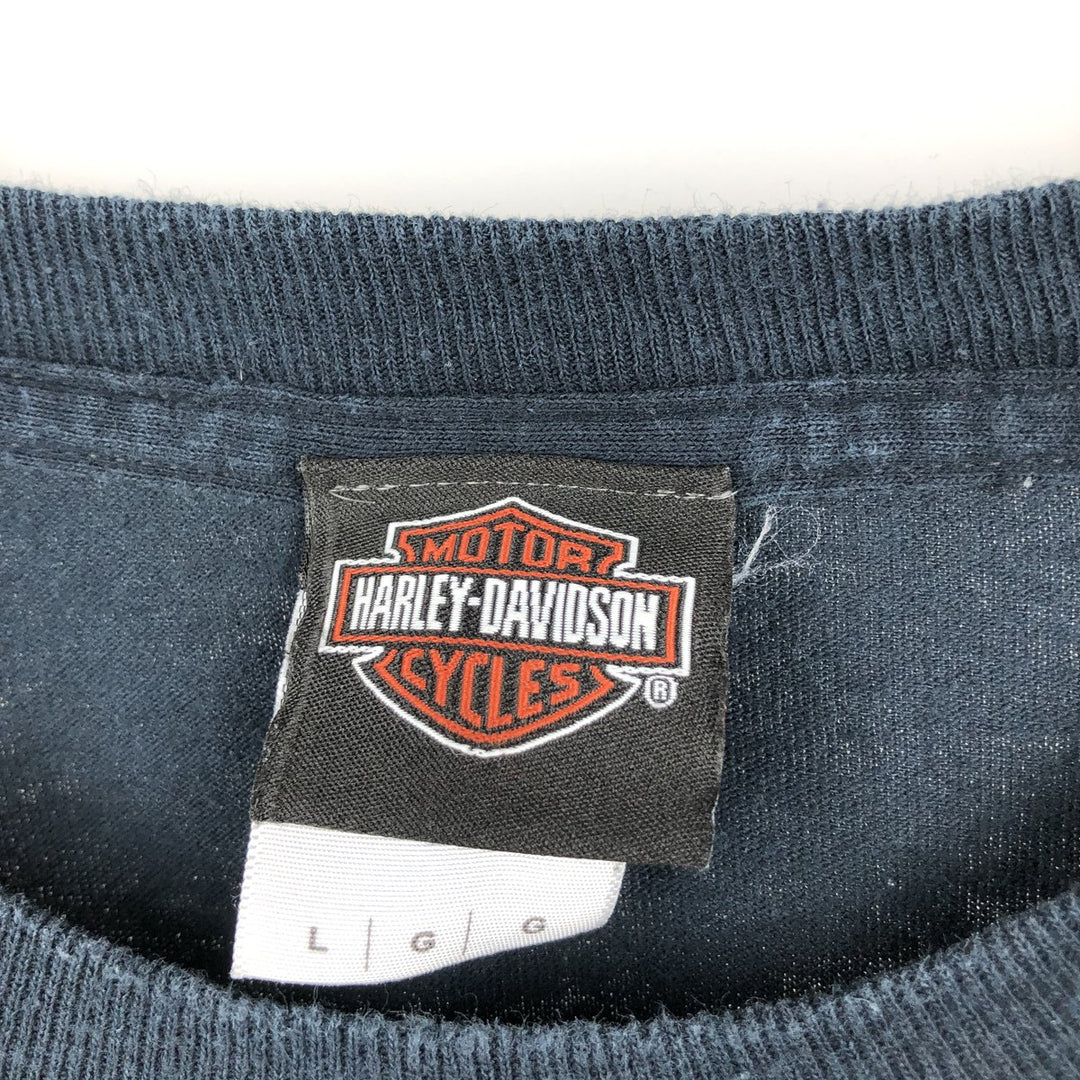 Harley-Davidson Eagle Pattern Long T-shirt, Men's L size cotton black type Vintage Second Hand
