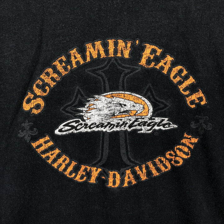 Harley-Davidson Eagle Pattern Long T-shirt, Men's L size cotton black type Vintage Second Hand