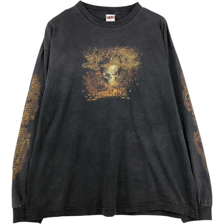ALSTYLE Skull Pattern Long-Sleeve T-Shirt (Men's XXL equivalent) cotton black type Vintage Second Hand