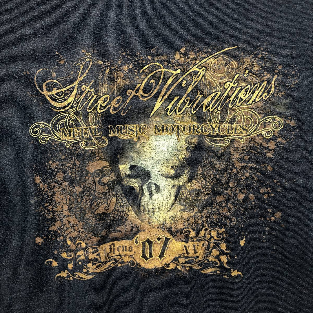 ALSTYLE Skull Pattern Long-Sleeve T-Shirt (Men's XXL equivalent) cotton black type Vintage Second Hand