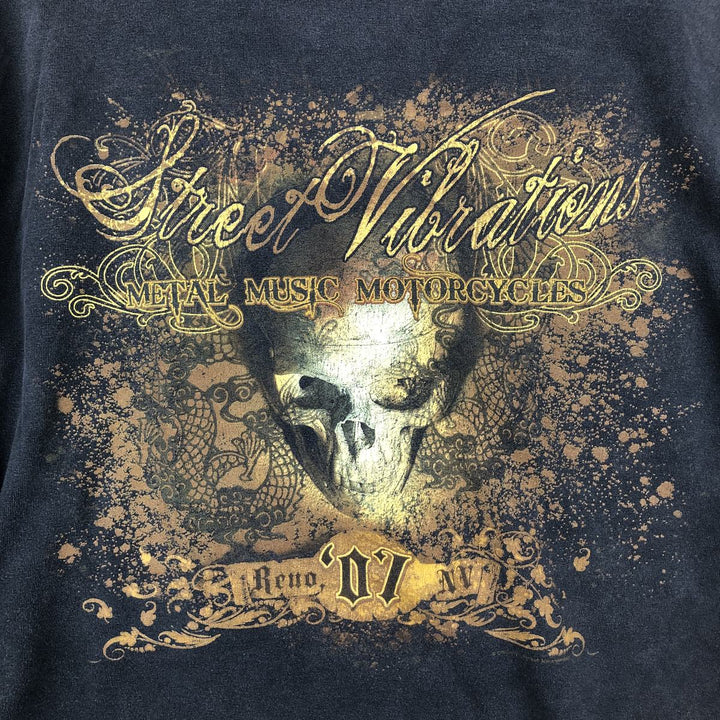 ALSTYLE Skull Pattern Long-Sleeve T-Shirt (Men's XXL equivalent) cotton black type Vintage Second Hand