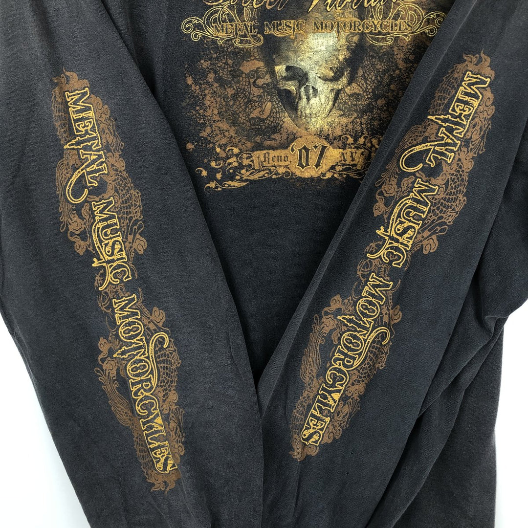 ALSTYLE Skull Pattern Long-Sleeve T-Shirt (Men's XXL equivalent) cotton black type Vintage Second Hand