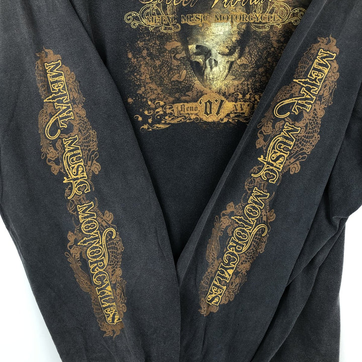 ALSTYLE Skull Pattern Long-Sleeve T-Shirt (Men's XXL equivalent) cotton black type Vintage Second Hand