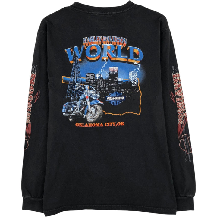 2000'S Harley-Davidson Motorcycle Long-Sleeve T-Shirt (Men's Size M) cotton black type Vintage Second Hand