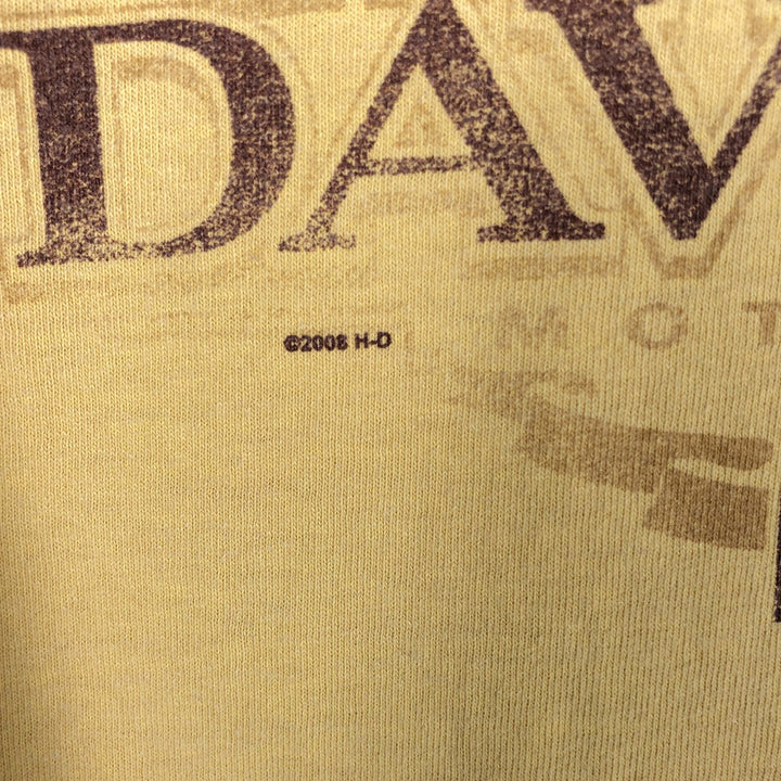 Harley-Davidson Eagle Pattern Motorcycle Long-Sleeve T-Shirt (Men's Size L) cotton yellow type Vintage Second Hand