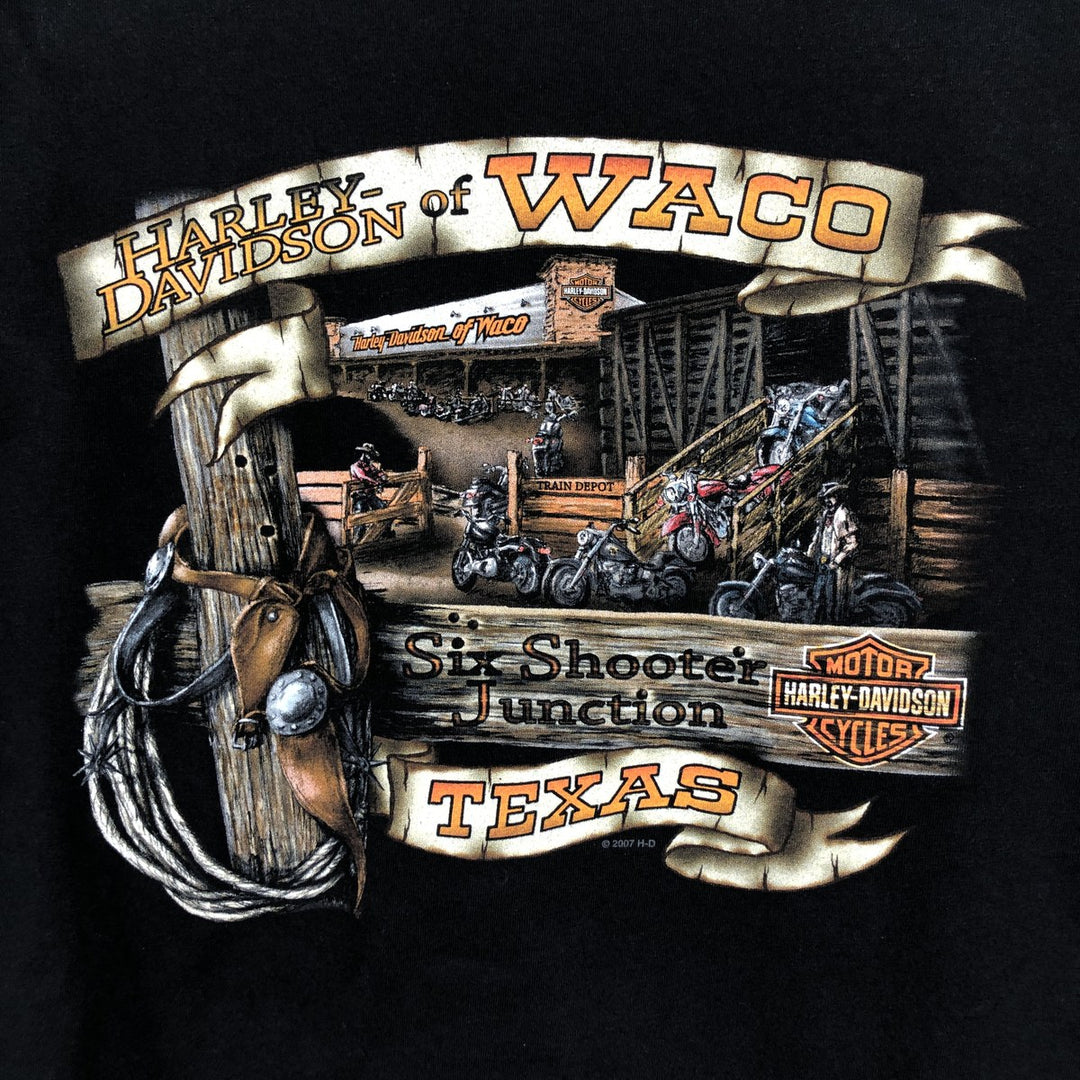 Harley-Davidson Motorcycle Long-Sleeve T-Shirt, Made in USA, Men's Size XXL (approx.) cotton black type Vintage Second Hand