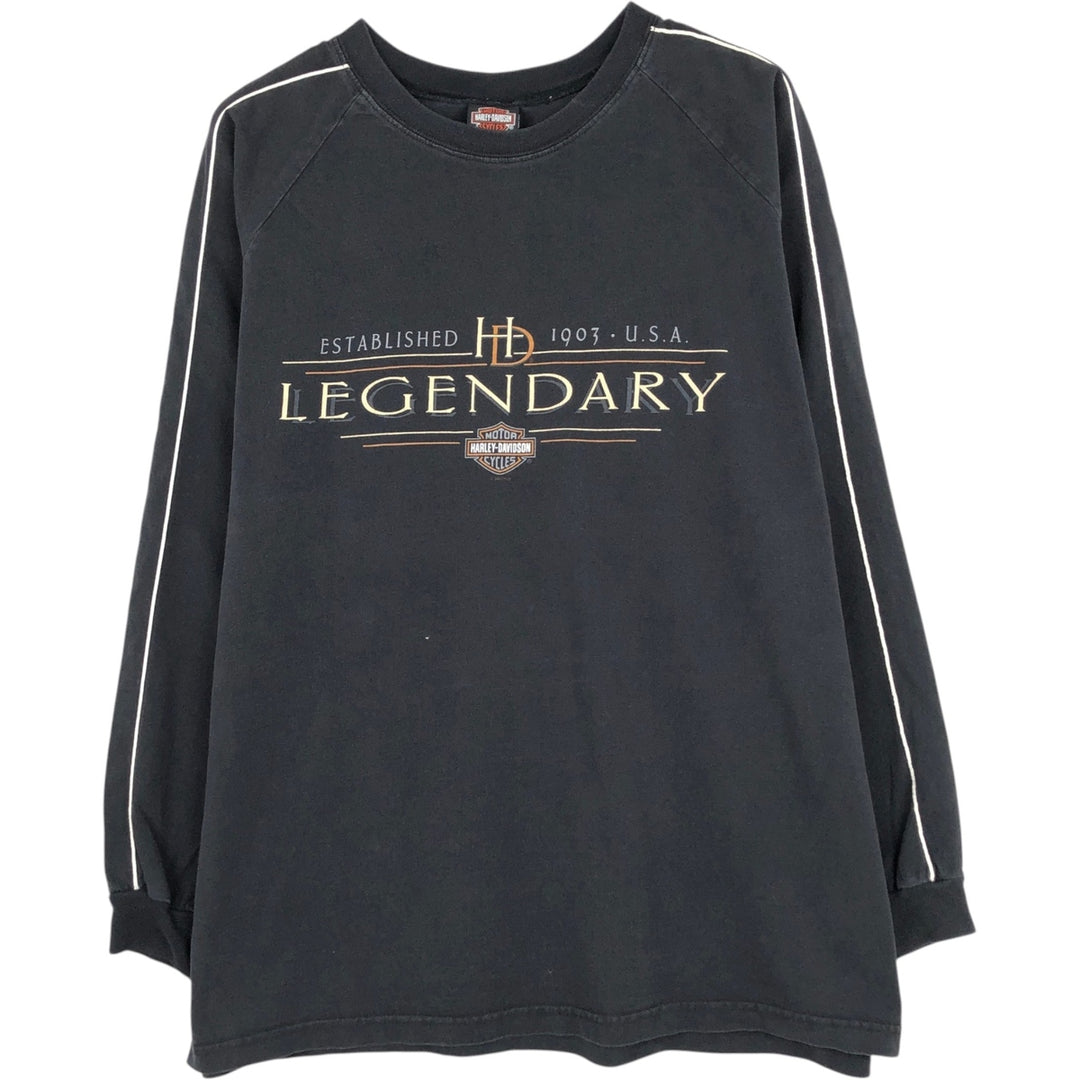 2000'S Harley-Davidson Motorcycle Long-Sleeve T-Shirt, Made in USA, Men's Size XL (approx.) cotton black type Vintage Second Hand
