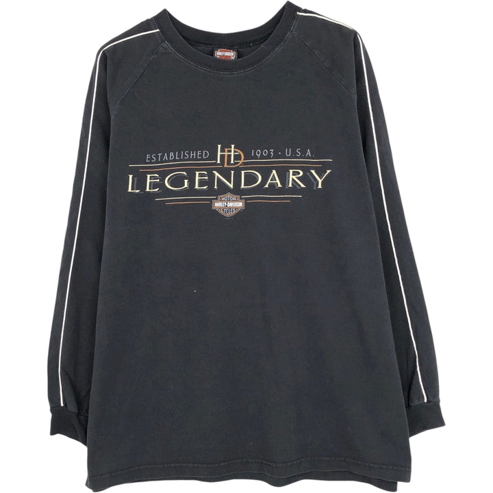 2000'S Harley-Davidson Motorcycle Long-Sleeve T-Shirt, Made in USA, Men's Size XL (approx.) cotton black type Vintage Second Hand