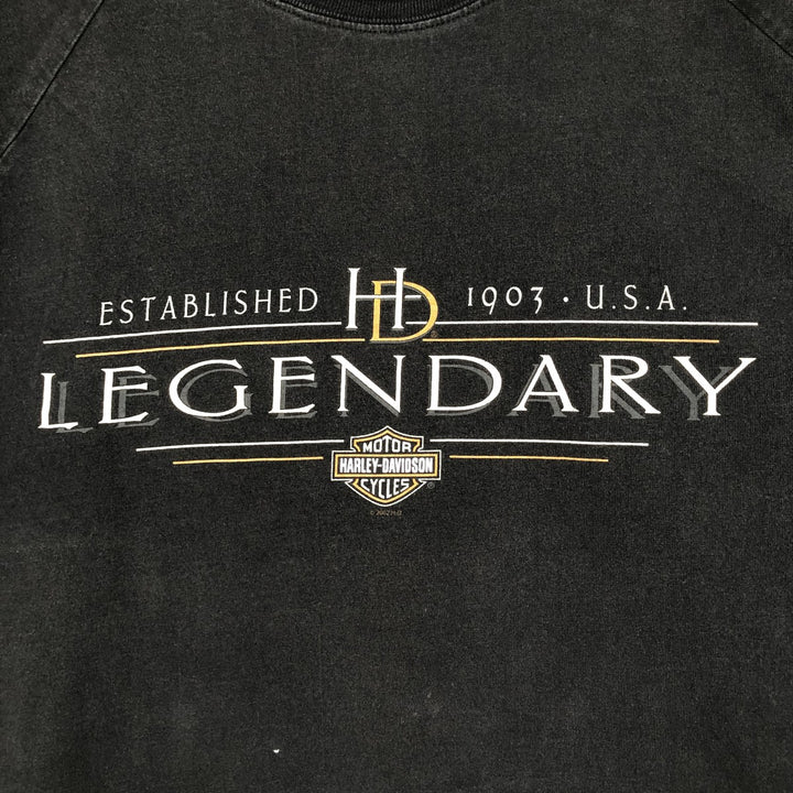 2000'S Harley-Davidson Motorcycle Long-Sleeve T-Shirt, Made in USA, Men's Size XL (approx.) cotton black type Vintage Second Hand