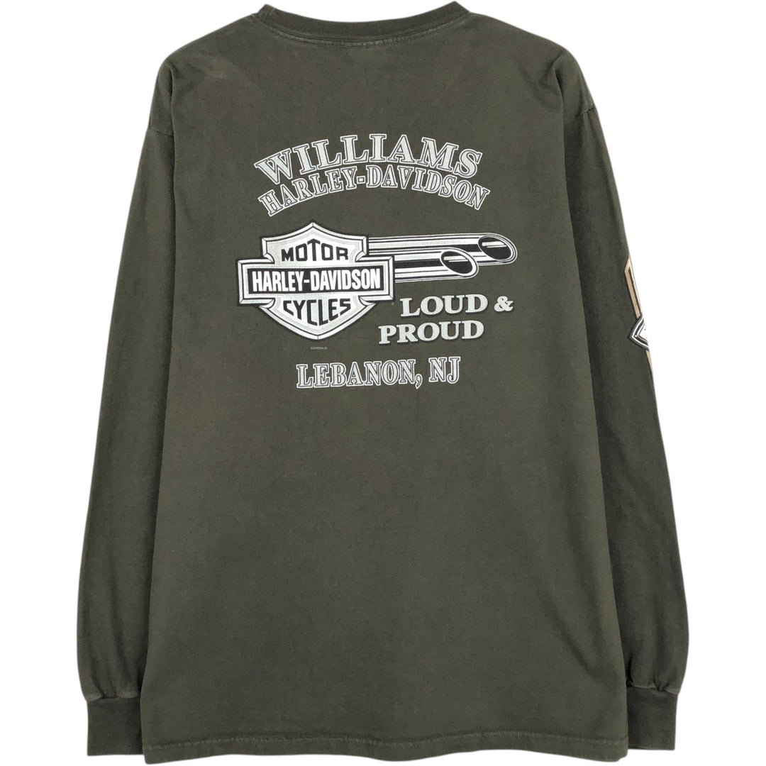 2000'S Harley-Davidson Motorcycle Long-Sleeve T-Shirt, Made in USA, Men's Size XL (approx.) cotton Khaki type Vintage Second Hand