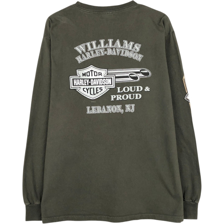 2000'S Harley-Davidson Motorcycle Long-Sleeve T-Shirt, Made in USA, Men's Size XL (approx.) cotton Khaki type Vintage Second Hand