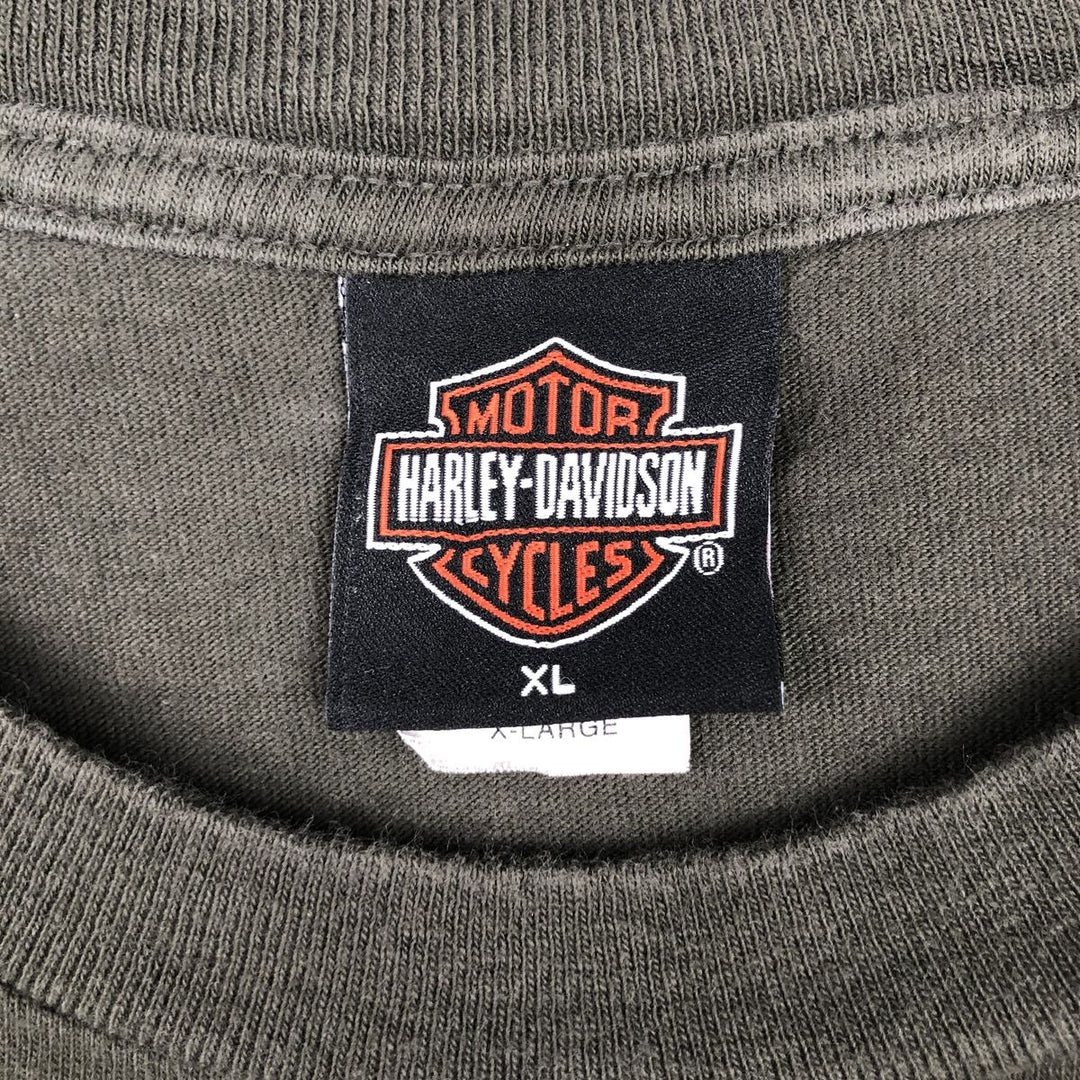 2000'S Harley-Davidson Motorcycle Long-Sleeve T-Shirt, Made in USA, Men's Size XL (approx.) cotton Khaki type Vintage Second Hand