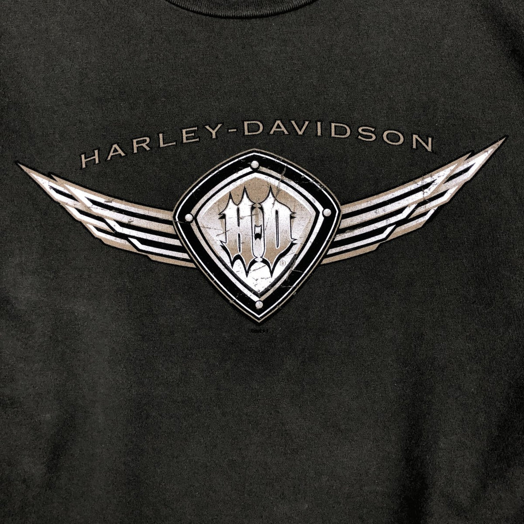 2000'S Harley-Davidson Motorcycle Long-Sleeve T-Shirt, Made in USA, Men's Size XL (approx.) cotton Khaki type Vintage Second Hand
