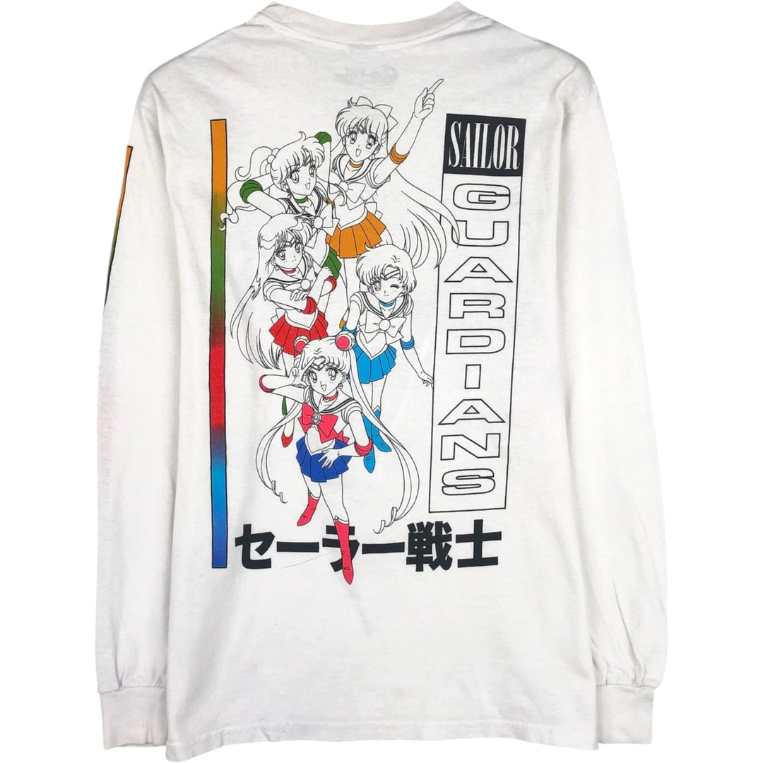 Sailor Moon Anime Character Print Long-Sleeve T-Shirt (Men's Size S) cotton white type Vintage Second Hand