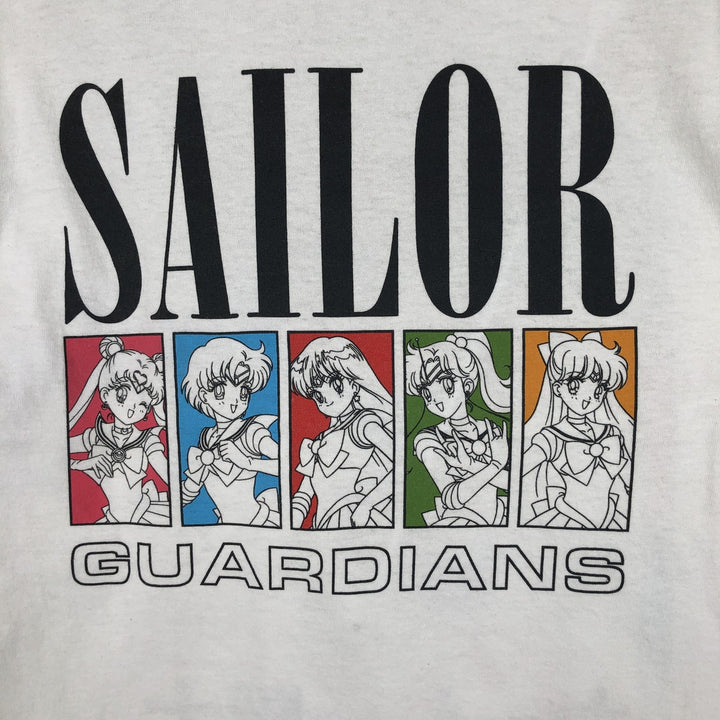 Sailor Moon Anime Character Print Long-Sleeve T-Shirt (Men's Size S) cotton white type Vintage Second Hand