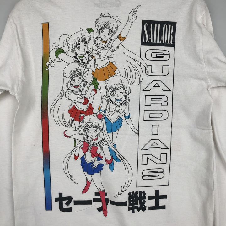 Sailor Moon Anime Character Print Long-Sleeve T-Shirt (Men's Size S) cotton white type Vintage Second Hand