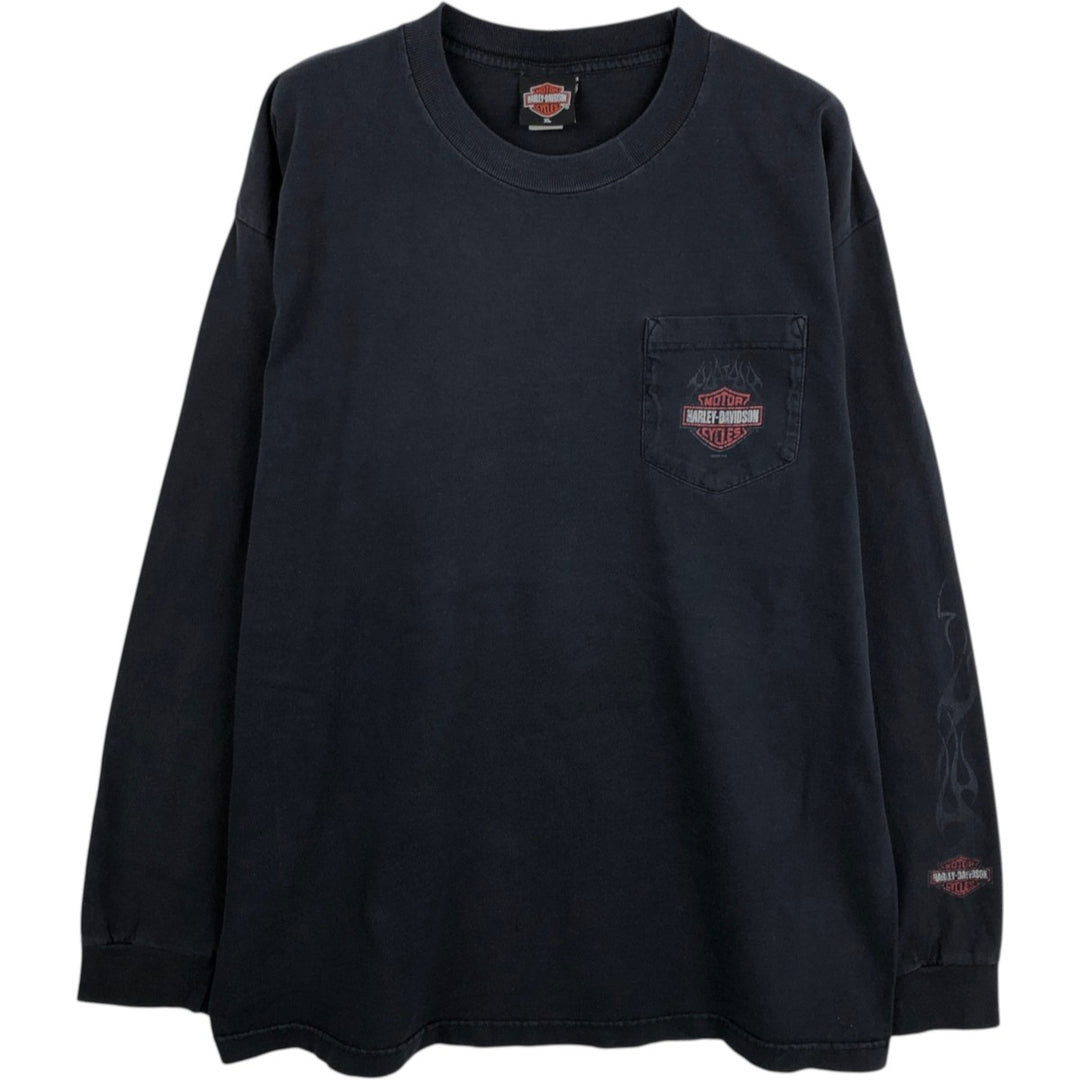 00'S Harley-Davidson Long Sleeve T-Shirt Made in USA Men's XL cotton black type Vintage Second Hand