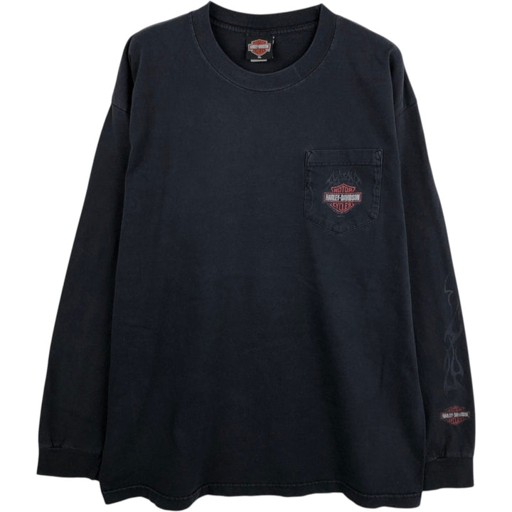 00'S Harley-Davidson Long Sleeve T-Shirt Made in USA Men's XL cotton black type Vintage Second Hand