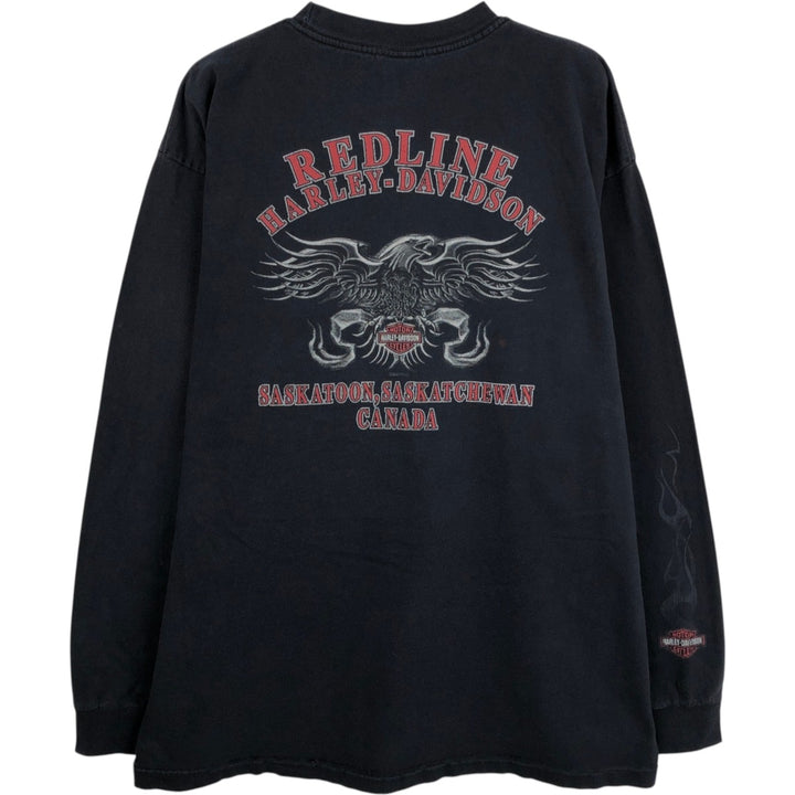 00'S Harley-Davidson Long Sleeve T-Shirt Made in USA Men's XL cotton black type Vintage Second Hand