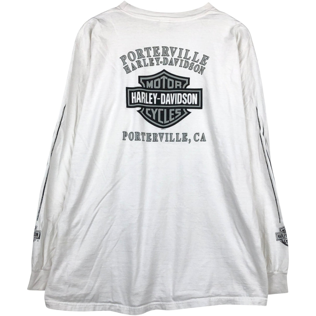 2000'S Harley-Davidson Motorcycle Long Sleeve T-Shirt, Made in USA, Men's Size XL cotton white type Vintage Second Hand