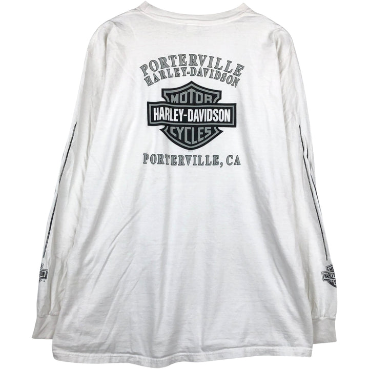 2000'S Harley-Davidson Motorcycle Long Sleeve T-Shirt, Made in USA, Men's Size XL cotton white type Vintage Second Hand