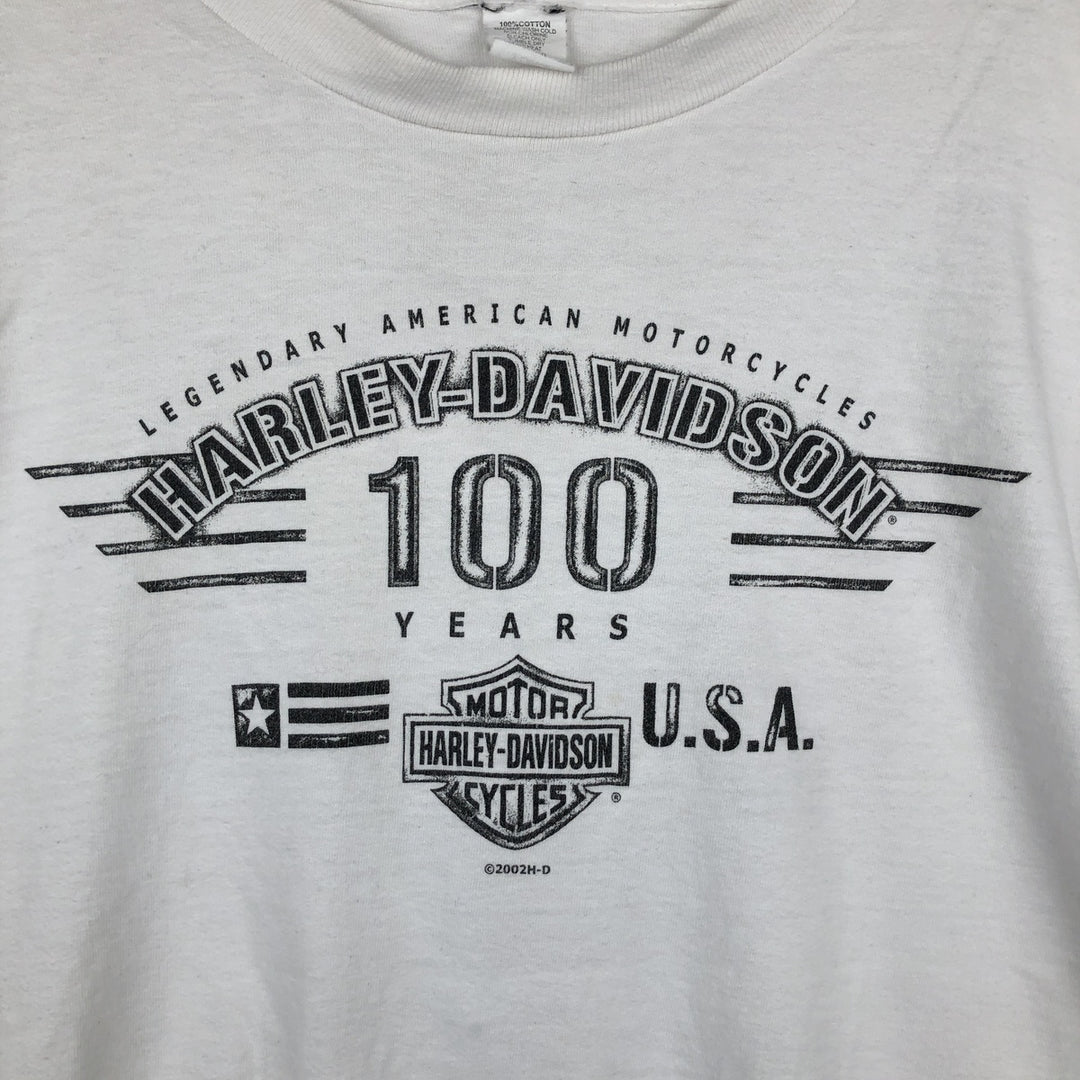 2000'S Harley-Davidson Motorcycle Long Sleeve T-Shirt, Made in USA, Men's Size XL cotton white type Vintage Second Hand