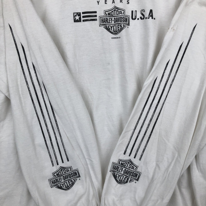 2000'S Harley-Davidson Motorcycle Long Sleeve T-Shirt, Made in USA, Men's Size XL cotton white type Vintage Second Hand