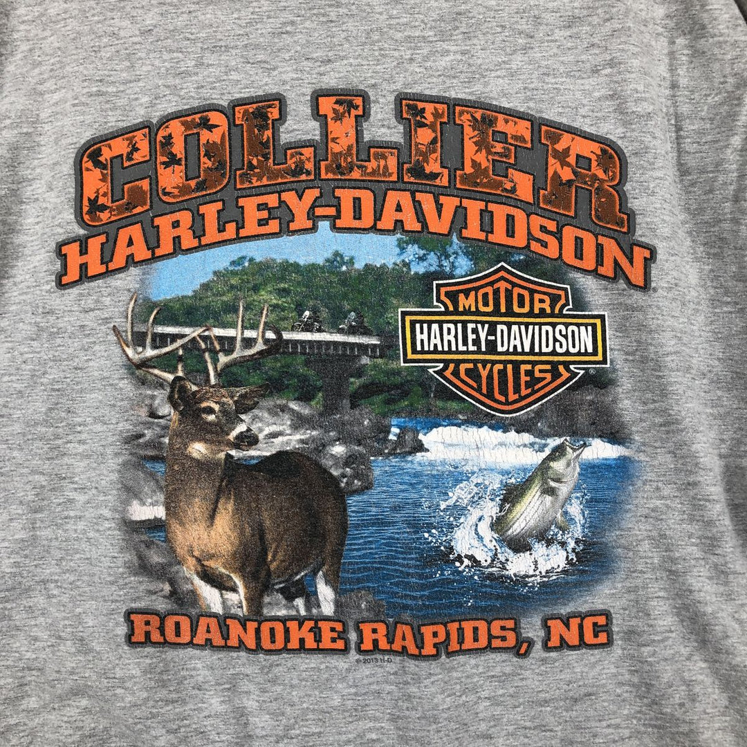 Harley-Davidson Fire Pattern Motorcycle Long-Sleeve T-Shirt (Men's XL equivalent) unclear gray type Vintage Second Hand