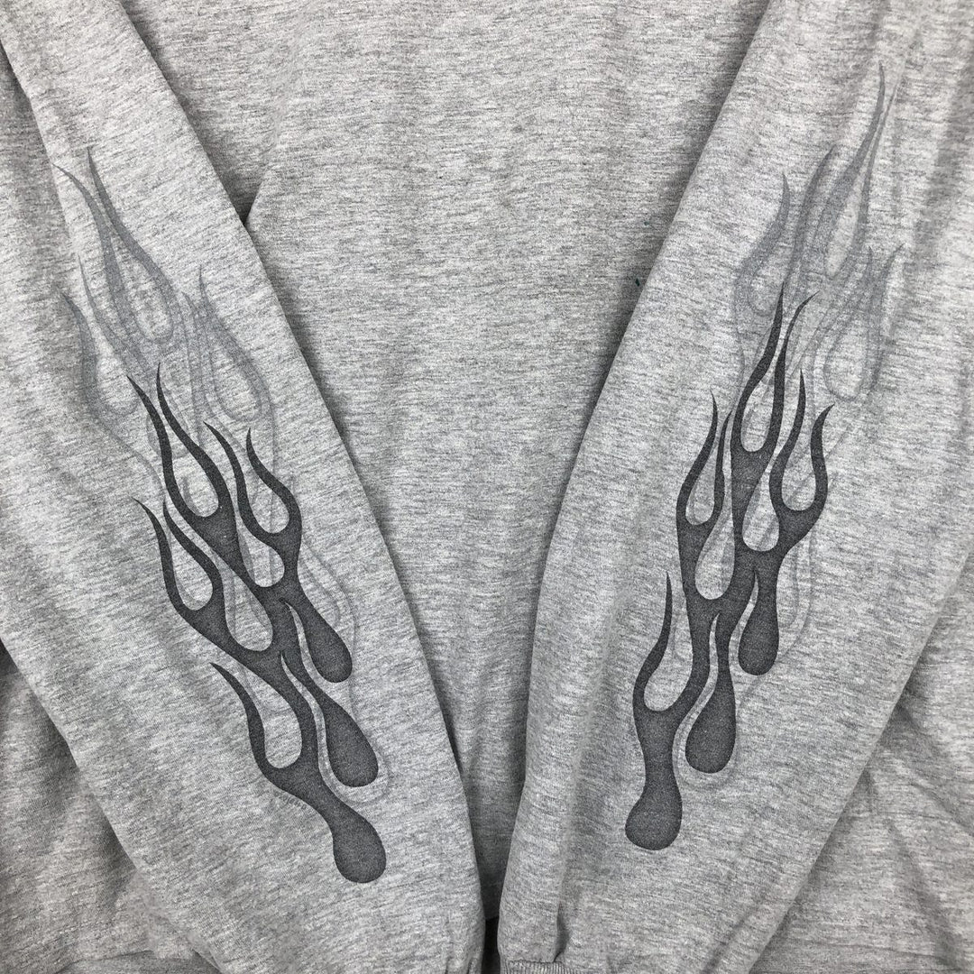 Harley-Davidson Fire Pattern Motorcycle Long-Sleeve T-Shirt (Men's XL equivalent) unclear gray type Vintage Second Hand
