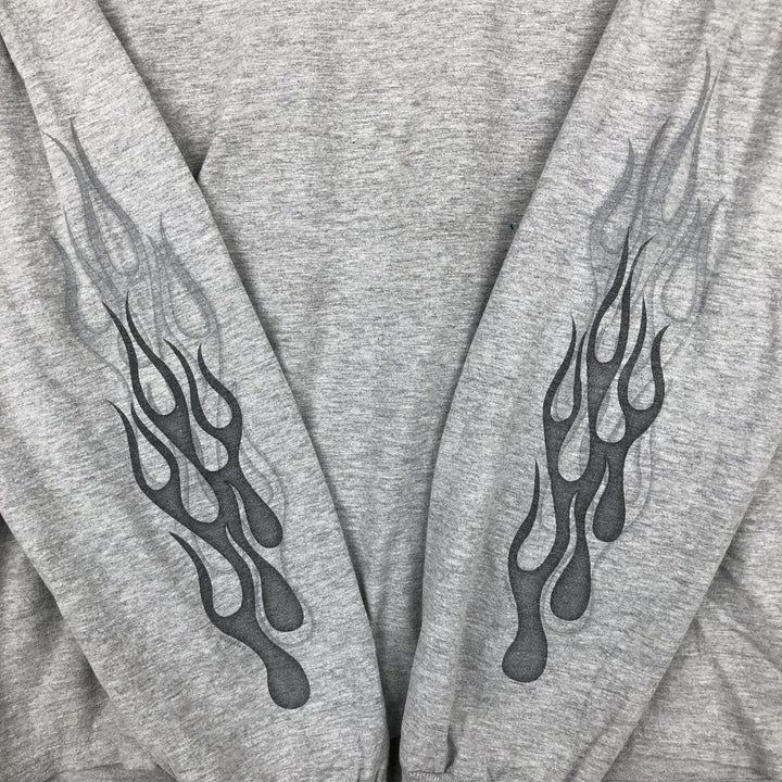Harley-Davidson Fire Pattern Motorcycle Long-Sleeve T-Shirt (Men's XL equivalent) unclear gray type Vintage Second Hand