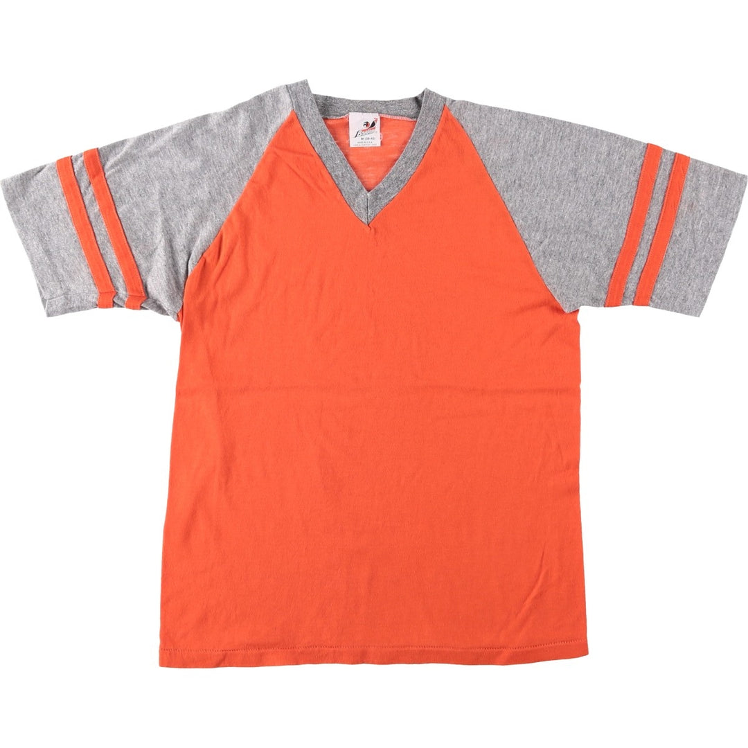 70s-80'S Bantam V-neck Raglan T-shirt, Made in USA, Men's Size M (approx.), Vintage cotton orange type Vintage Second Hand