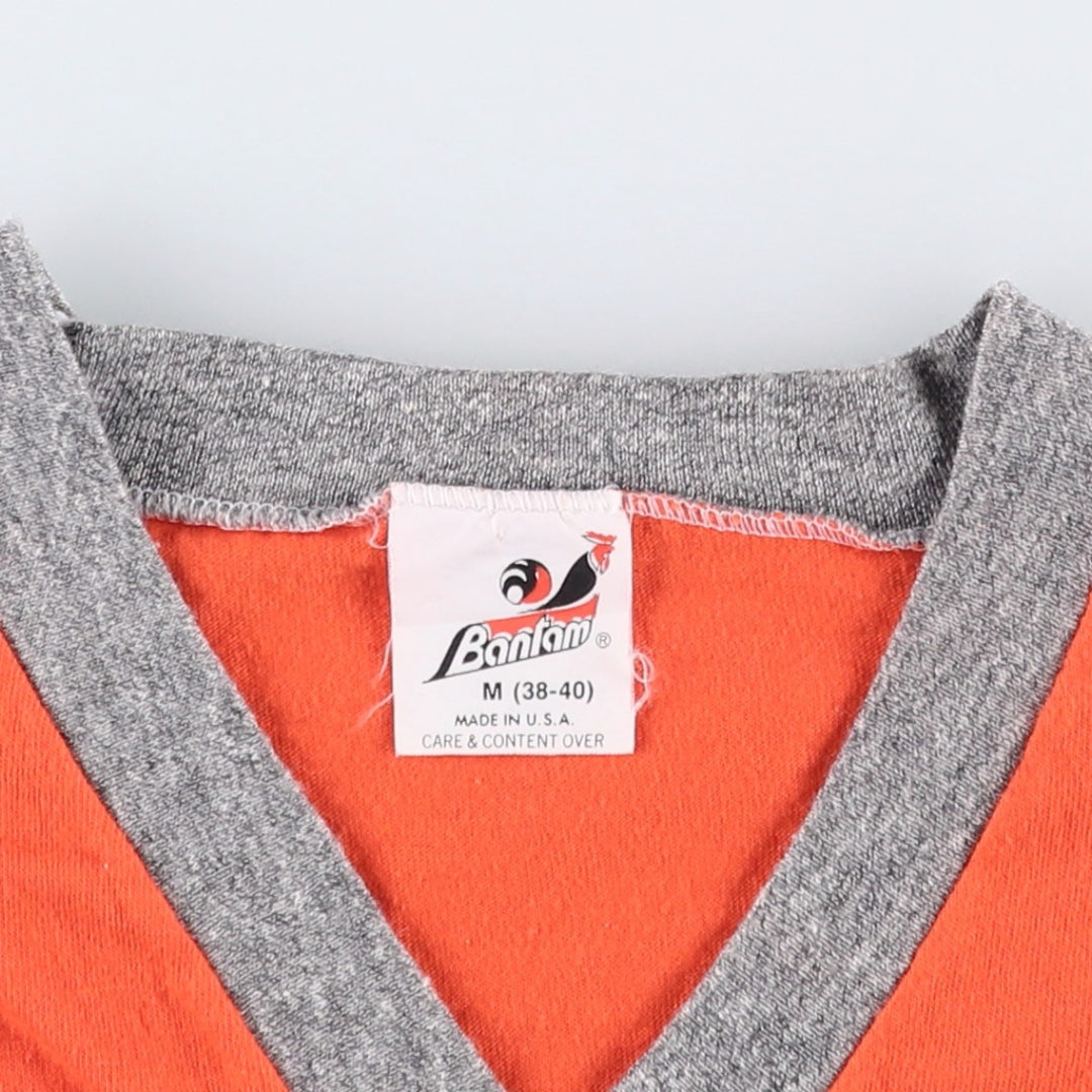 70s-80'S Bantam V-neck Raglan T-shirt, Made in USA, Men's Size M (approx.), Vintage cotton orange type Vintage Second Hand