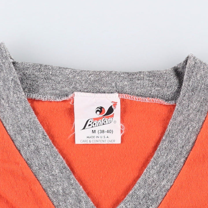 70s-80'S Bantam V-neck Raglan T-shirt, Made in USA, Men's Size M (approx.), Vintage cotton orange type Vintage Second Hand